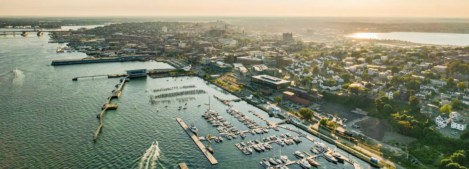 Aerial view of the Portland, Maine harbor